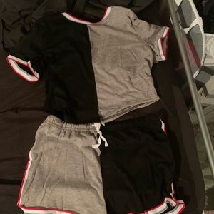Shorts crop top set outfit two piece